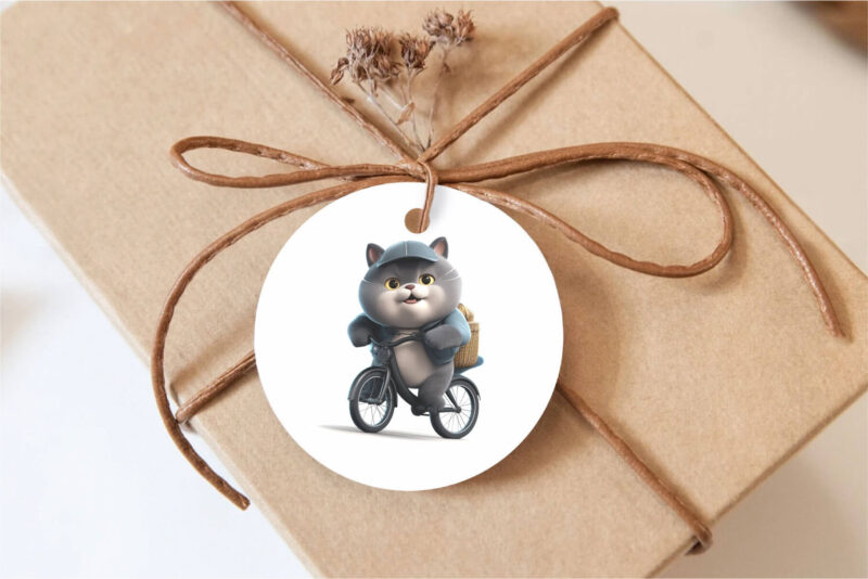 Cartoon cat driver. TShirt Sticker.