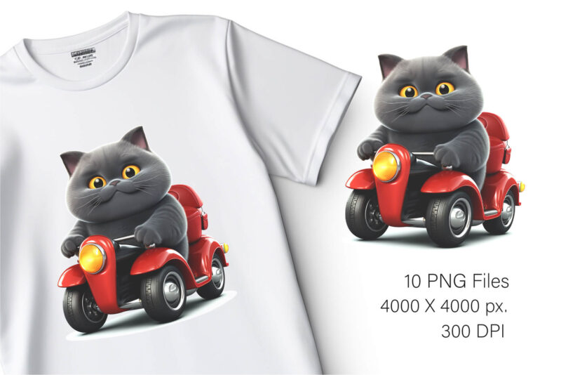 Cartoon cat driver. TShirt Sticker.