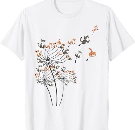 Cat shirt cat shirts for women girls cute dandelion flower t-shirt