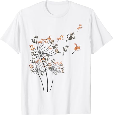 Cat Shirt Cat Shirts For Women Girls Cute Dandelion Flower T-Shirt