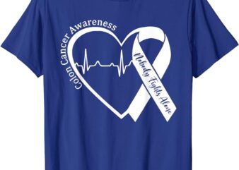 Colon Cancer Awareness Support Family Matching Blue Ribbon T-Shirt