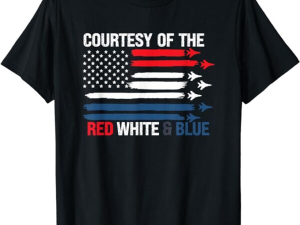 Courtesy of the red white and blue t-shirt