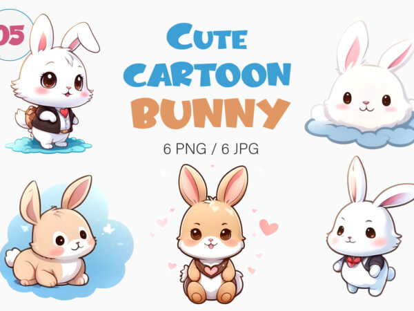 Cute cartoon bunny 05. tshirt sticker, png.