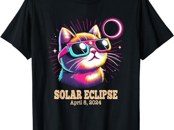 Cute cat total solar eclipse april 8, 2024 tee gift t-shirt