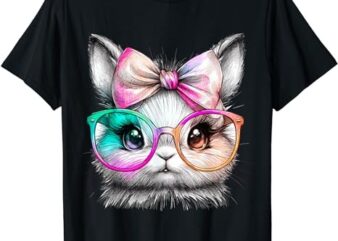 Cute Rabbit with Glasses Tie-Dye Easter Day Bunny T-Shirt
