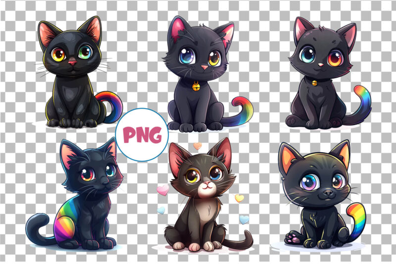 Cute black Cats. TShirt Sticker.