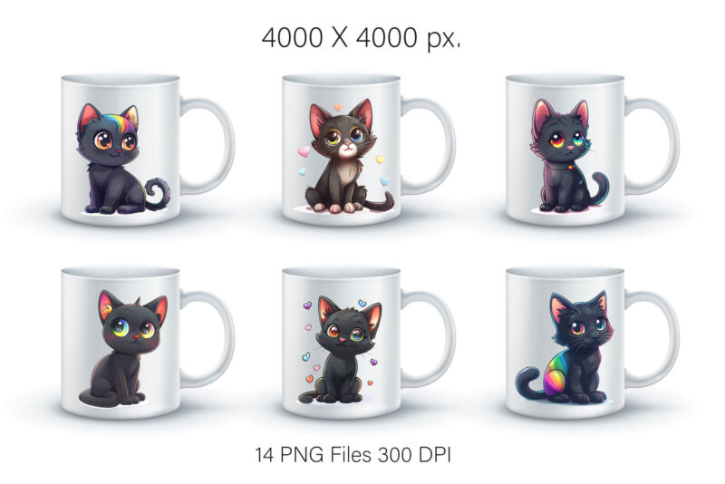 Cute black Cats. TShirt Sticker.