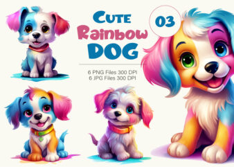 Cute rainbow dogs 03. tshirt sticker.