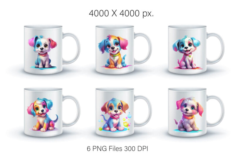 Cute rainbow Dogs 03. TShirt Sticker.