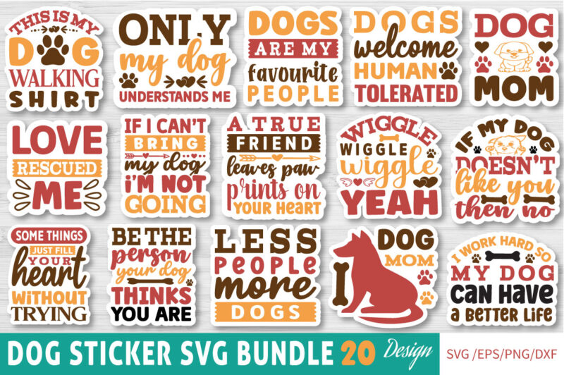 DOG STICKER T-shirt BUNDLE DOG STICKER SVG BUNDLE