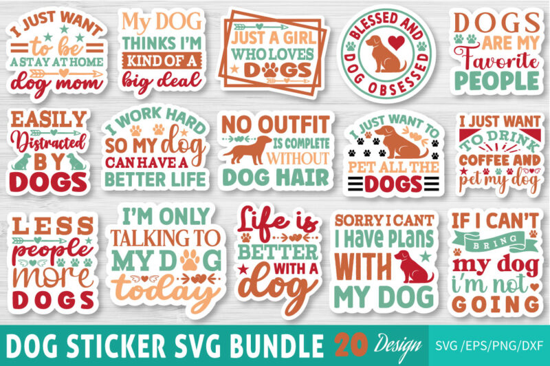 Dog Sticker T-shirt Bundle Dog Sticker SVG Bundle