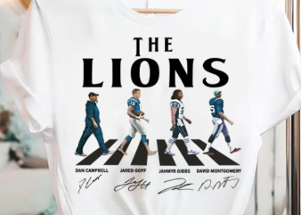 Detroit Lions Walking Abbey Road Signatures t shirt vector illustration