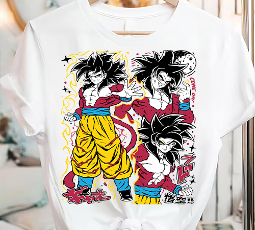 Dragon ball z son goku ssj4 t shirt vector illustration