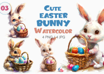 Cute Easter Bunny 03. Watercolor, PNG. t shirt vector file