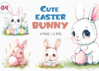 Cute Easter Bunny 04. TShirt Sticker, PNG.