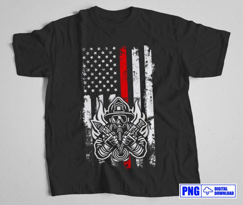 Thin Red Line USA flag Firefighter PNG, 4th of july American Patriot Gift T shirts Design, Fireman Png, Fire Department Png Sublimation