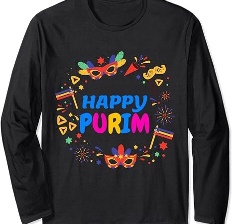 Funny happy purim costume jewish holiday purim hamantaschen long sleeve t-shirt Funny happy purim costume jewish holiday purim hamantaschen long sleeve t-shirt
