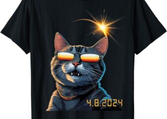 Funny Solar 2024 Eclipse TShirt Cat Wearing Eclipse Glasses T-Shirt