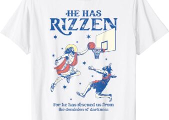 He Is Rizzin Funny Kids Easter Day Jesus Playing Basketball T-Shirt
