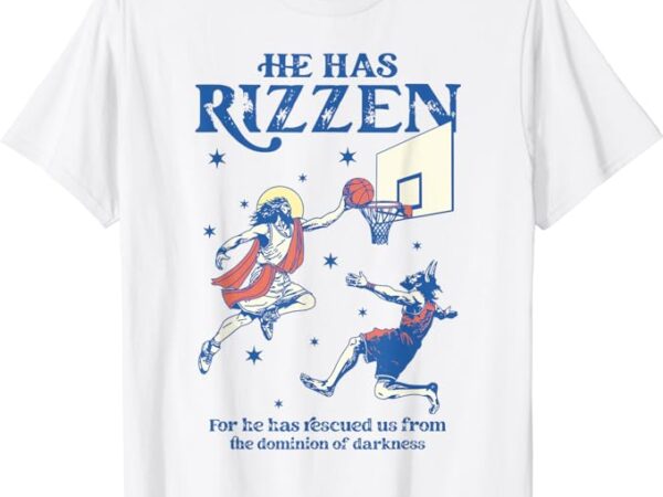 He is rizzin funny kids easter day jesus playing basketball t-shirt