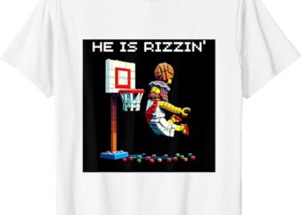 He Is Rizzin’ Pixel Style Jesus Religion Blessing Tees T-Shirt