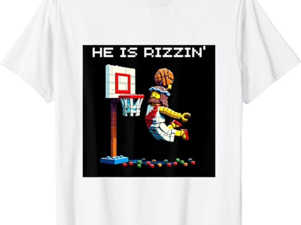He is rizzin’ pixel style jesus religion blessing tees t-shirt