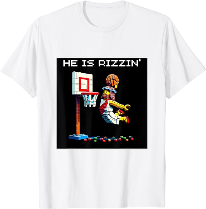 He Is Rizzin’ Pixel Style Jesus Religion Blessing Tees T-Shirt