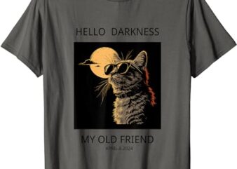 Hello Darkness My Old FriendCat Funny Solar Eclipse 2024 T-Shirt