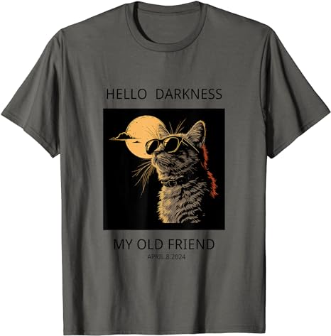 Hello Darkness My Old FriendCat Funny Solar Eclipse 2024 T-Shirt