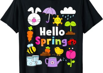 Hello Spring and Easter Day 2024 Bunny Hello Spring Toddler T-Shirt