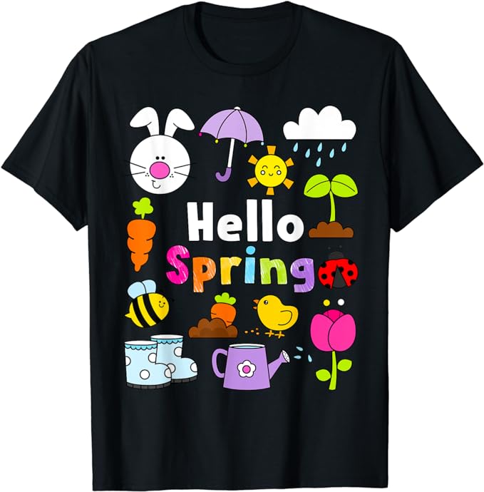 Hello Spring and Easter Day 2024 Bunny Hello Spring Toddler T-Shirt