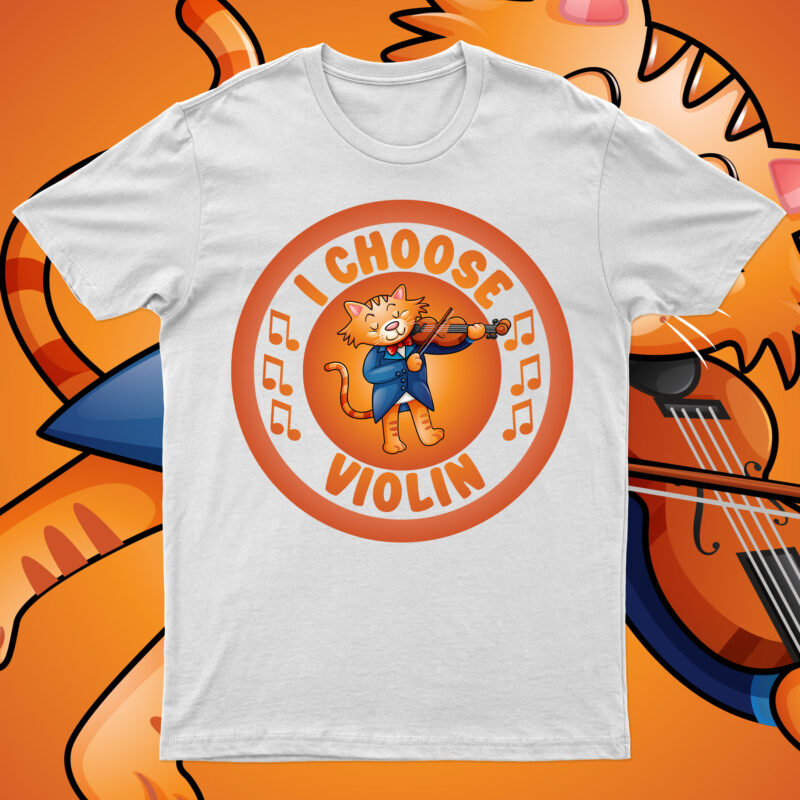 I Choose Violin | Funny Cat T-Shirt Design For Sale!!