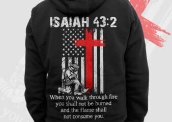Thin Red Line Firefighter Cross Bible Verse PNG, Religious Christian, USA Flag 4th of July American Patriot Gifts, Fireman Png Sublimation t shirt designs for sale