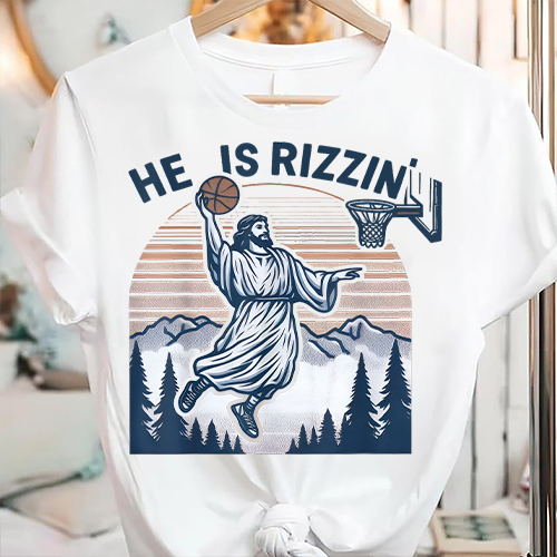 Jesus Basketball Easter Shirt He Is Rizzen T-shirt