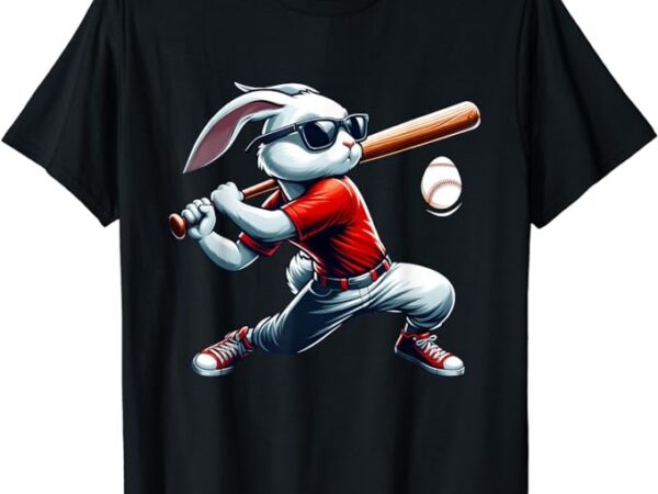 Kids boys happy easter bunny playing baseball easter sport t-shirt