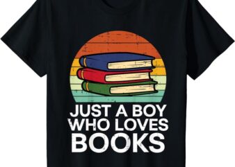 Kids Just A Boy Who Loves Books Read Reading Librarian Kids T-Shirt