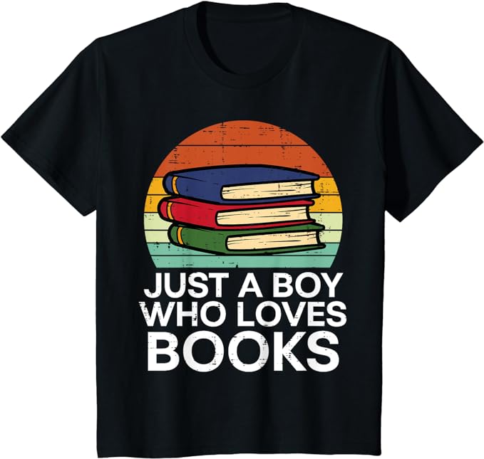 Kids Just A Boy Who Loves Books Read Reading Librarian Kids T-Shirt