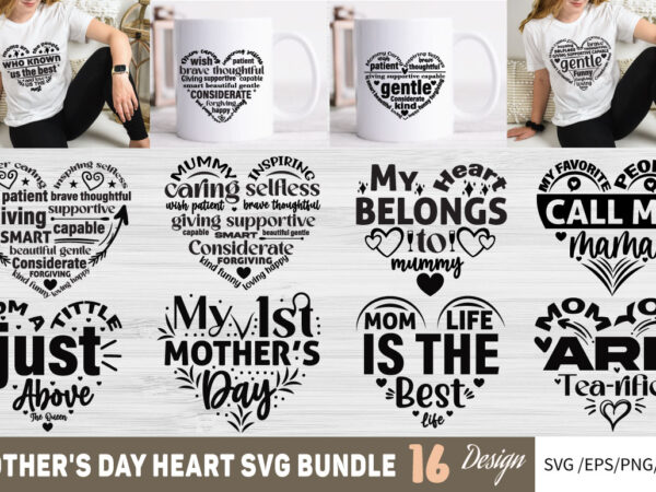 Mother’s day heart t-shirt bundle mother’s day heart svg bundle