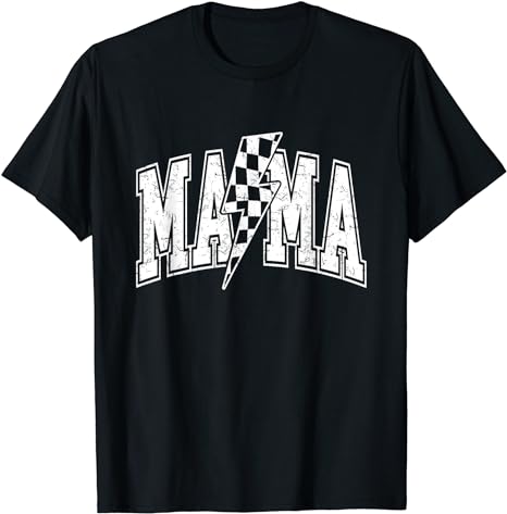 Mama Lightning Bolt Checkered Mother’s Day Varsity For Mom T-Shirt