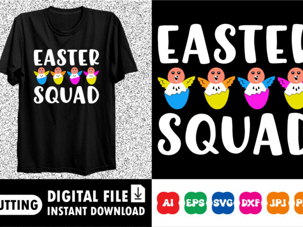 Easter squad happy easter svg, easter cut file for cricut, silhouette, cameo scan n cut, easter bunny ears svg, bunny feet, dxf, easter kids vector clipart