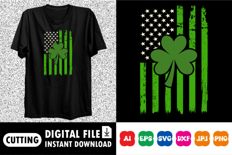 St Patrick’s Day Irish American Flag Shirt Design Print Template, Lucky Charms, Irish, everyone has a little luck Typography Design