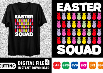 Easter Squad Happy Easter SVG, Easter Cut File for Cricut, Silhouette, Cameo Scan n Cut, Easter Bunny Ears Svg, Bunny Feet, Dxf, Easter Kids vector clipart