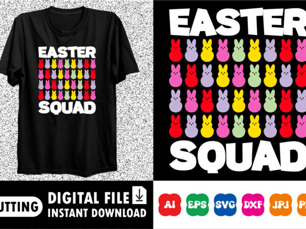 Easter squad happy easter svg, easter cut file for cricut, silhouette, cameo scan n cut, easter bunny ears svg, bunny feet, dxf, easter kids vector clipart