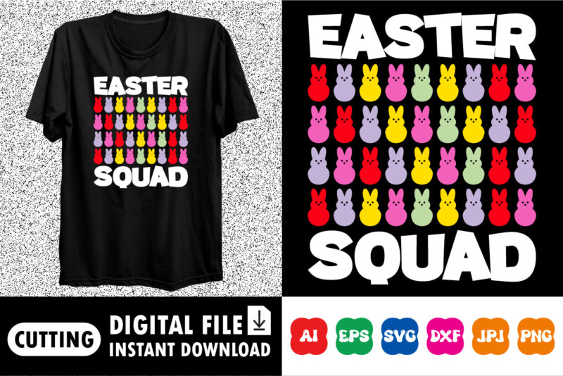 Easter Squad Happy Easter SVG, Easter Cut File for Cricut, Silhouette, Cameo Scan n Cut, Easter Bunny Ears Svg, Bunny Feet, Dxf, Easter Kids