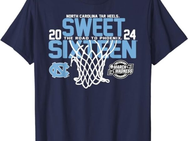 North carolina tar heels sweet 16 2024 march madness navy t-shirt