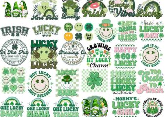 Bundle Patrick Day Png, Happy Lucky Png, Shamrock Png