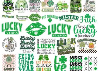 Bundle Patrick Day Png, Happy Lucky Png, Shamrock Png