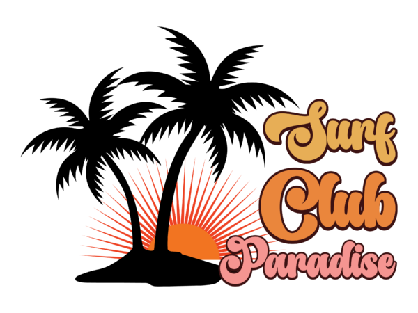 Surf club paradise t shirt template vector