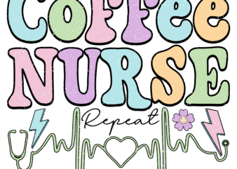 Coffee Nurse Repeat Retro PNG