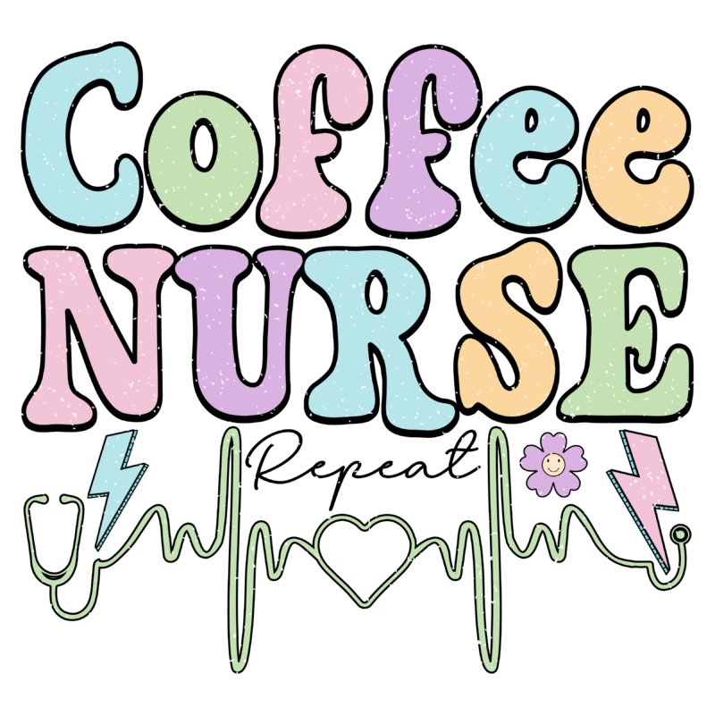 Coffee Nurse Repeat Retro PNG